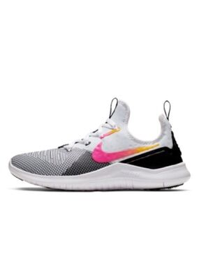Nike White Gray Training Pink-to-Yellow Swoosh TR 8 running lightweight gym 8.5